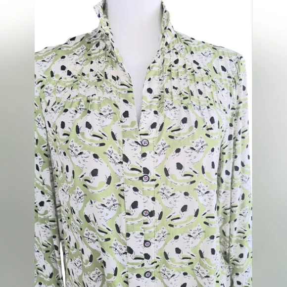 Anthropologie Green Floral Button Down Shirt - Picture 5 of 10